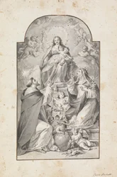 Design for an Altar Painting: Saint Dominic and Saint Catherine of Siena Receiving the Rosary